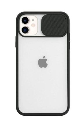 Siyah Iphone 11 Uyumlu Slayt Kamera Lens Korumalı Telefon Kılıfı kamkor001