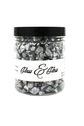 Glass & Gloss Epoksi Reçine Için 502 Gümüş Sedefli Cam Kırıkları 100 Gr 4-8 Mm 100GrSedefliTasParçası