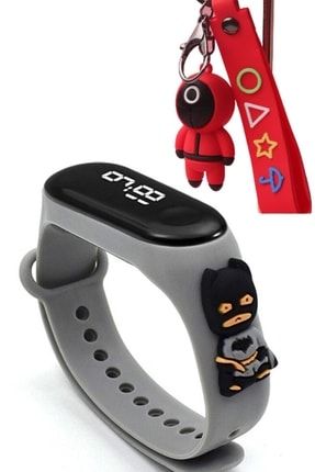 Eylemboutique 5atm Dijital Led Çocuk Saati Dokunmatik Led Çocuk+saati Ve Squid Game Anahtarlık