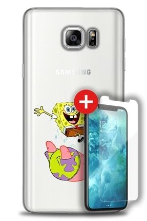 Samsung Galaxy Note 5 Kılıf Hd Baskılı Kılıf - Sponge Bob + Temperli Cam zmsm-note-5-v-254-cm