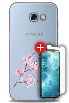 Samsung Galaxy A5 2017 / A520 Kılıf Hd Baskılı Kılıf - Pembe Çiçek + Temperli Cam zmsm-a5-2017-a520-v-238-cm