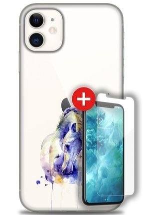 Iphone 11 Kılıf Hd Baskılı Kılıf - Horse Love + Temperli Cam zmap-iphone-11-v-241-cm