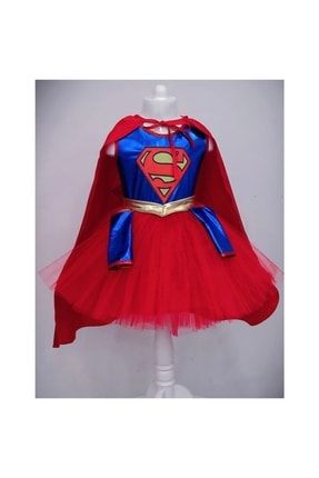 Supergirl Kız Çocuk Doğumgünü Elbisesi Parti Kostümü 000024