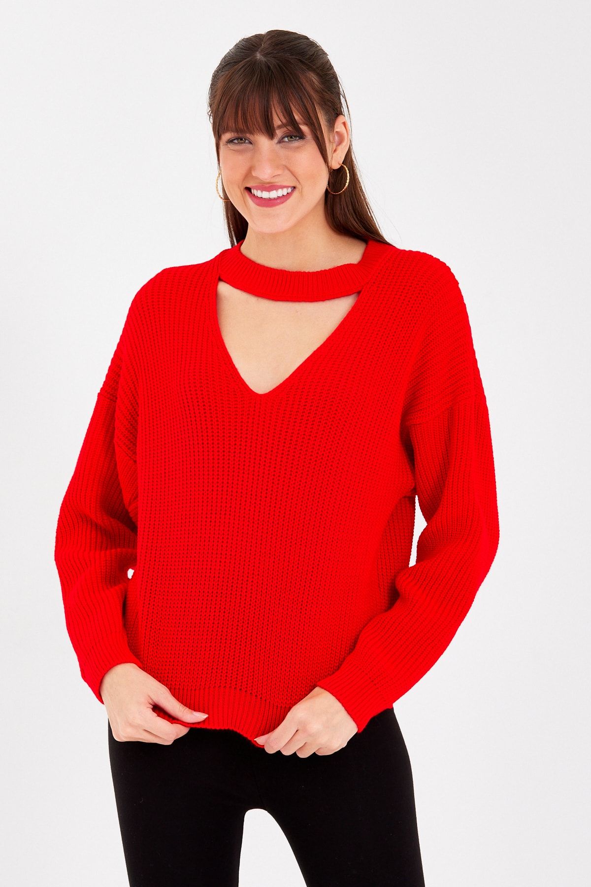 Red choker sweater outlet