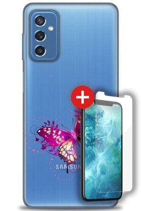 Samsung Galaxy M52 5g Kılıf Hd Baskılı Kılıf - Kelebek Etkisi + Temperli Cam zmsm-m52-5g-v-240-cm