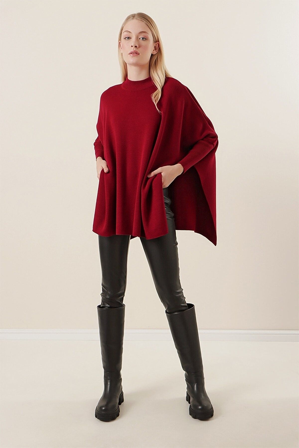 Burgundy on sale poncho sweater