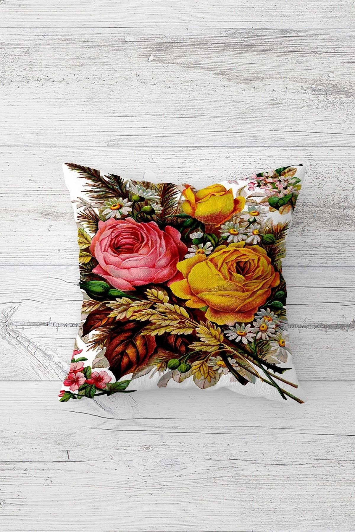 on the clouds-Flower and Bird on the Branch Patterned Hidden Zippered Throw Pillow Cover Sofa Pillow Cover Set (4pcs) 4