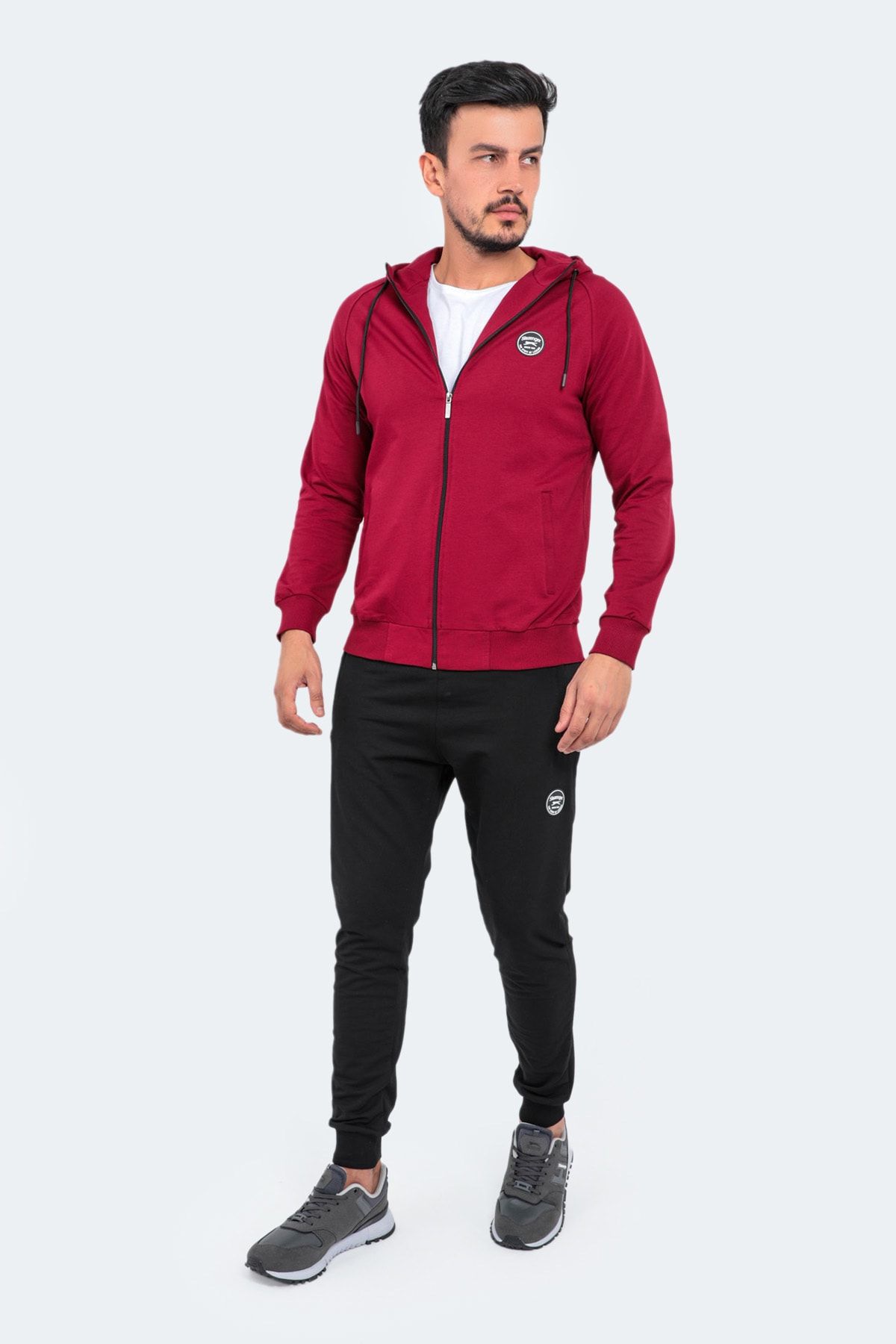 Mens red store and black tracksuit
