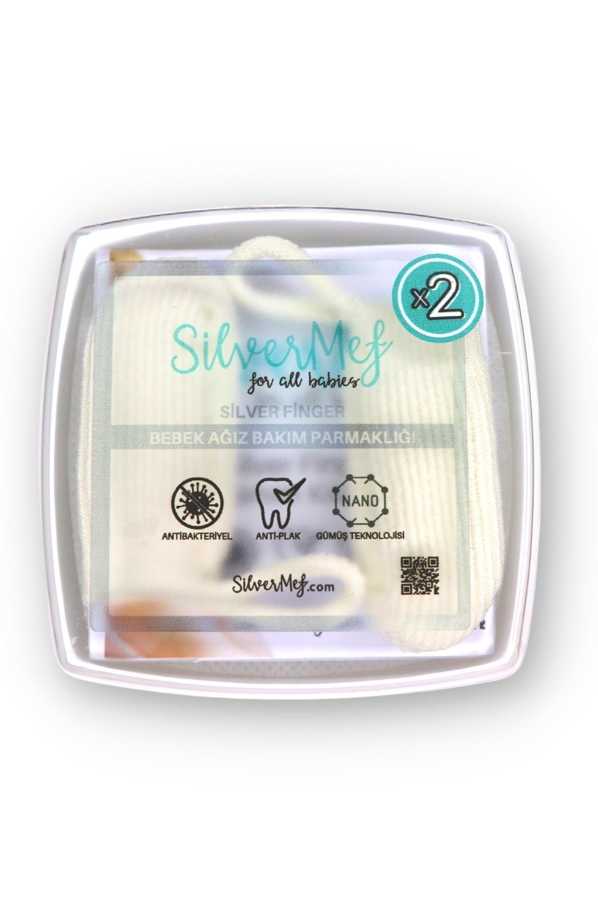 SilverMef Bebek Ağız Bakım Parmaklığı - Silver Finger Gümüş Iyonlu Bebek Diş Fırçası Ve Diş Kaşıyıcı (2 Adet) QR10972