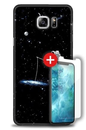 Samsung Galaxy Note 5 Kılıf Hd Baskılı Kılıf - Galaxy Astronaut + Temperli Cam zmsm-note-5-v-87-cm