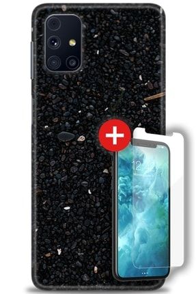 Samsung Galaxy M51 Kılıf Hd Baskılı Kılıf - Black Stone + Temperli Cam zmsm-m51-v-62-cm