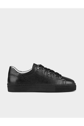 Hakiki Deri Siyah Bağcıklı Sneaker Kadın Spor Ayakkabı 103361