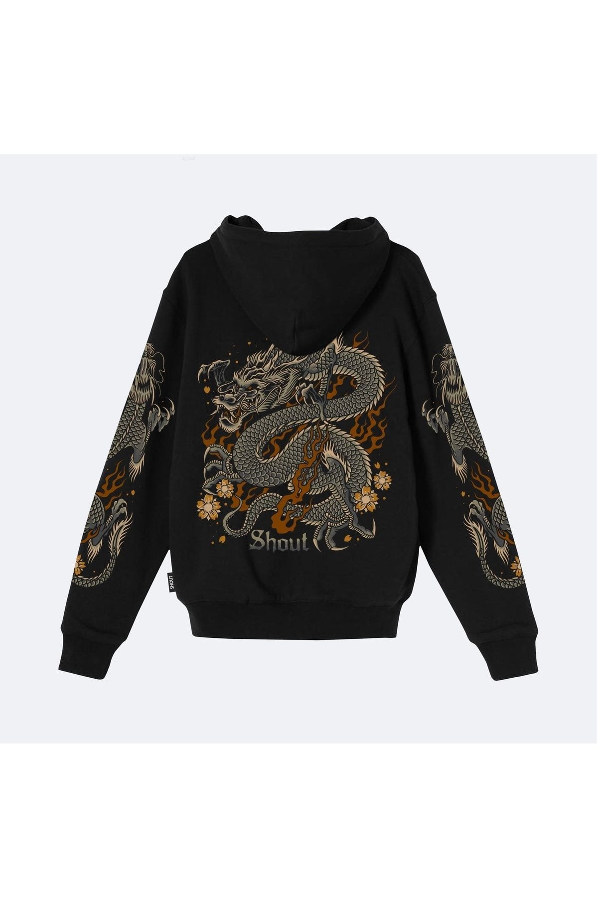 Shout-Oversize Limited Edition Flower Dragon Oldschool Unisex Zip Up Hoodie 2