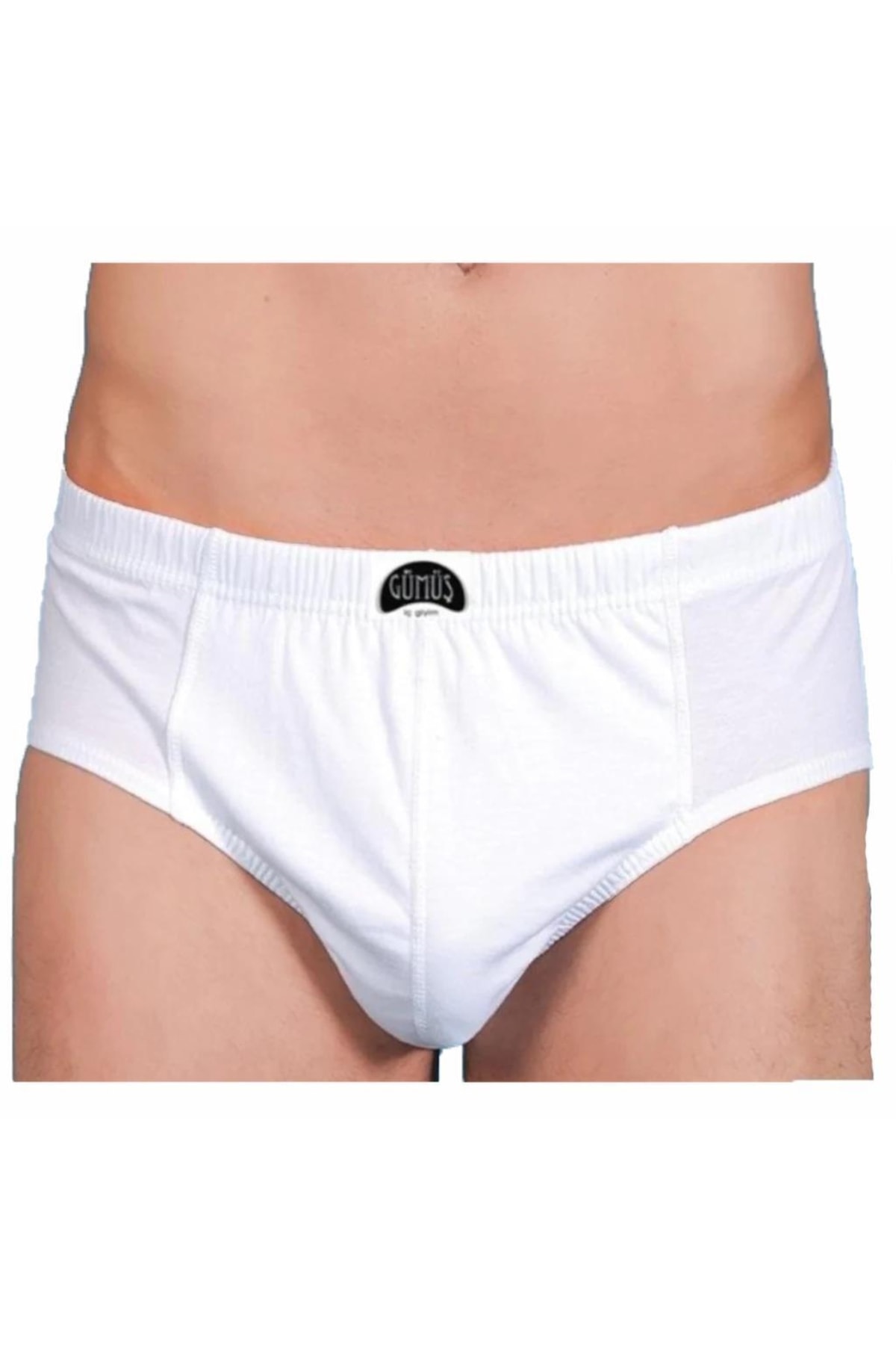 GÜMÜŞ 12 Li Paket Erkek Battal Beden Penye Slip Külot Beyaz