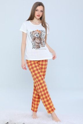 Kadın Kısa Kollu Likralı Pamuk Pijama Takımı Alt Üst Takım BL-48752584