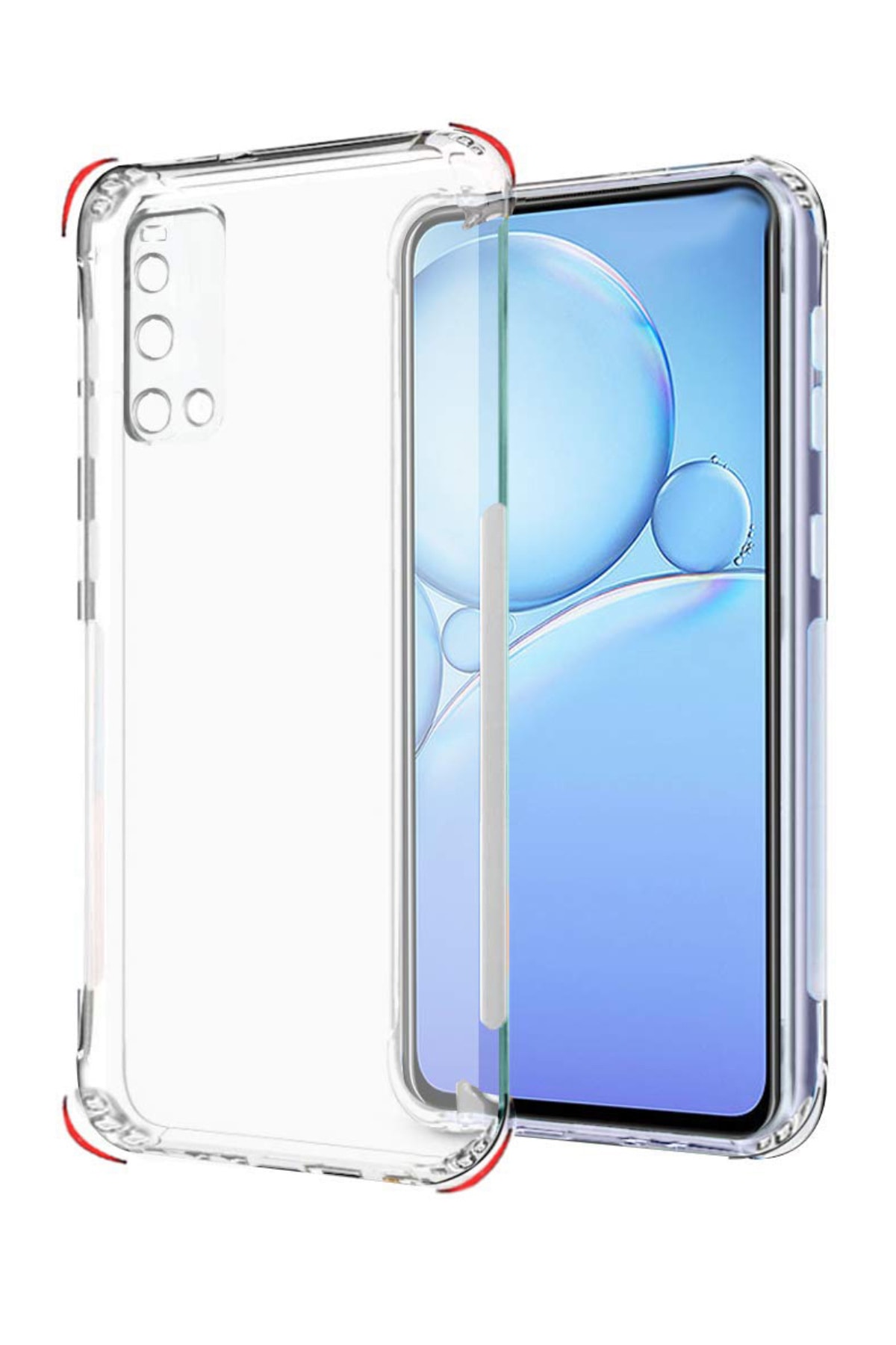 Vivo Y20s ile Uyumlu Kapak Kamera Korumalı Antişok Airbag Köşe Korumalı Silikon Şeffaf Kılıf