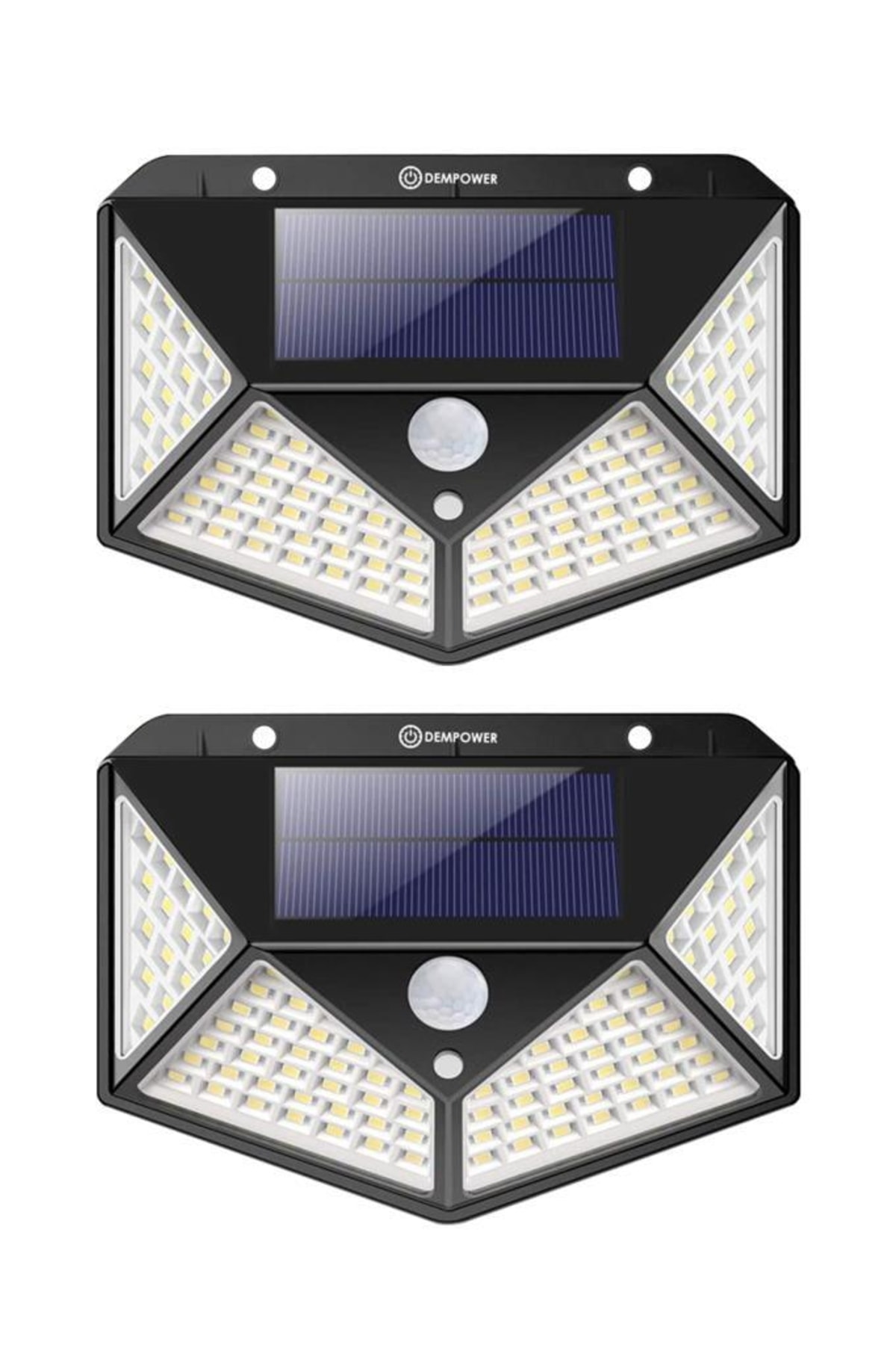 DEMPOWER Dp-71 100 Ledli Hareket Sensörlü Güneş Enerjisiyle Çalışan Su Geçirmez Duvar Lambası 2 Adet
