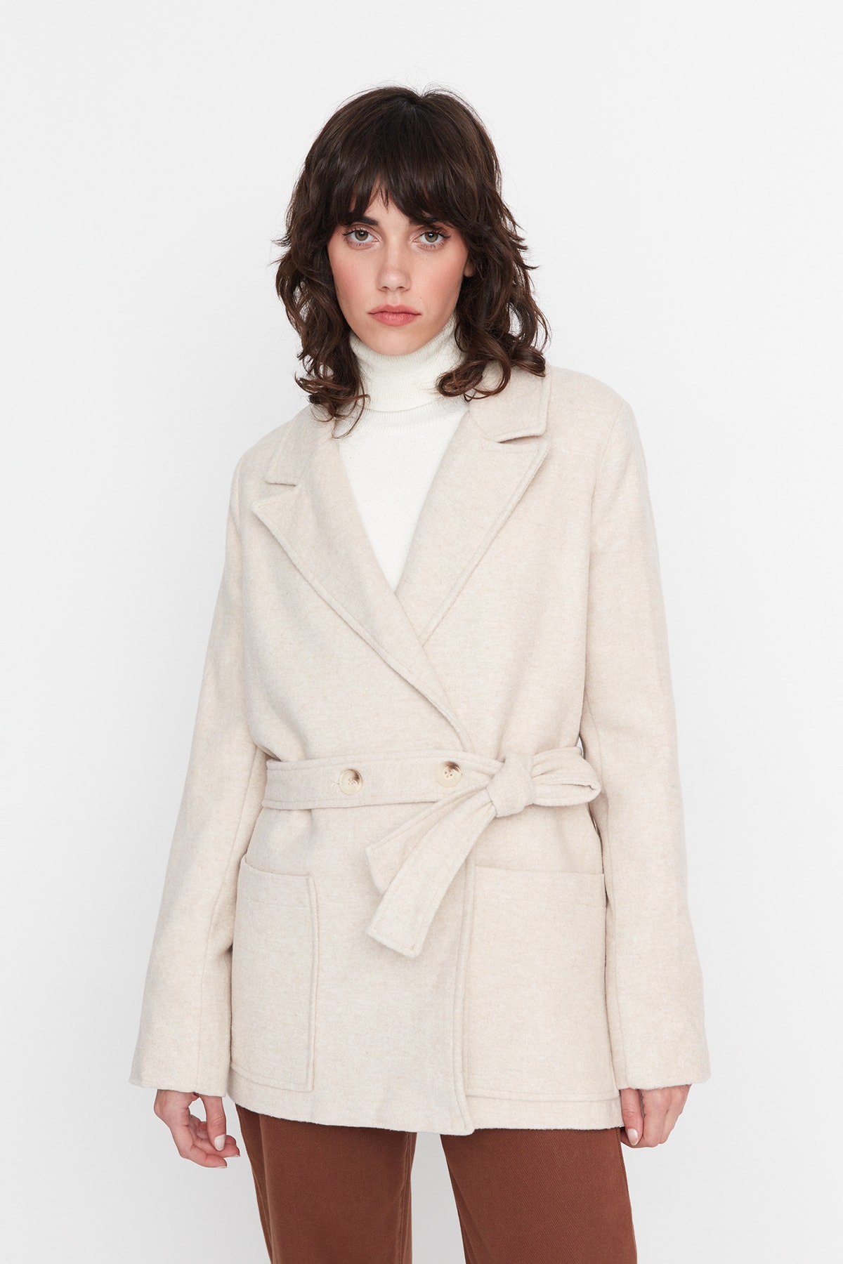 Trendyol Collection Mantel Grau Basic Fast ausverkauft