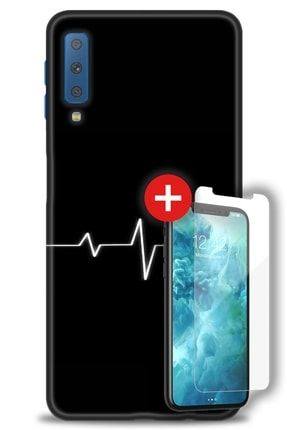 Samsung Galaxy A7 2018 Kılıf Hd Baskılı Kılıf - Kalp Ritmi + Temperli Cam zmsm-a7-2018-v-16-cm