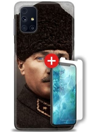 Samsung Galaxy M51 Kılıf Hd Baskılı Kılıf - Başkomutan Atatürk + Temperli Cam zmsm-m51-v-22-cm