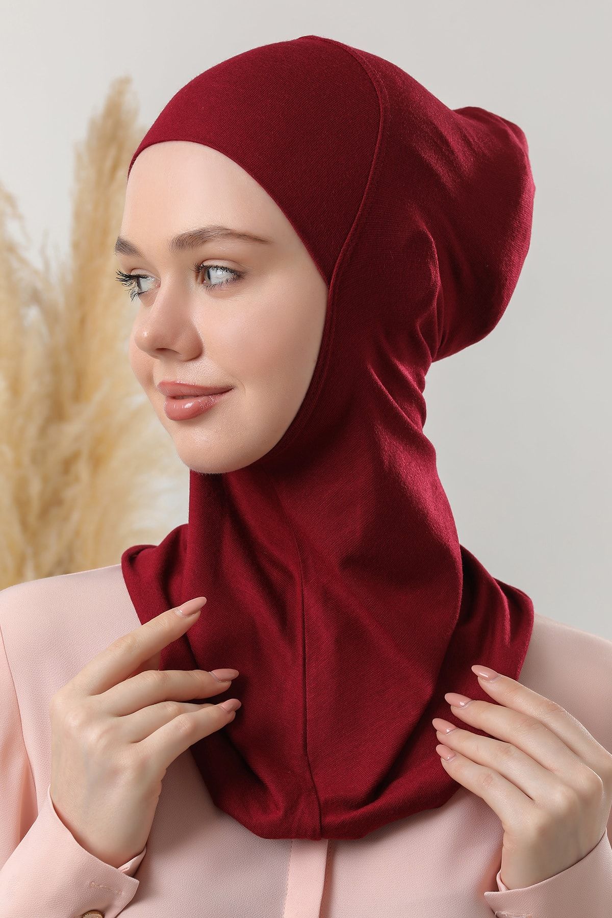 Melodi Scarf-طوق عنق حجاب أحمر كلاريت نسائي رياضي حجاب - بونيه 2