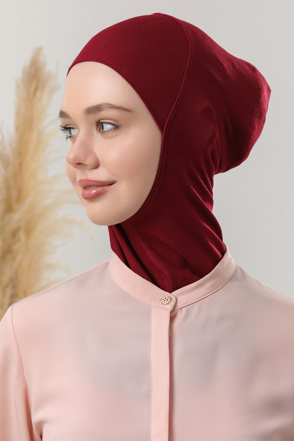 Melodi Scarf-طوق عنق حجاب أحمر كلاريت نسائي رياضي حجاب - بونيه 4
