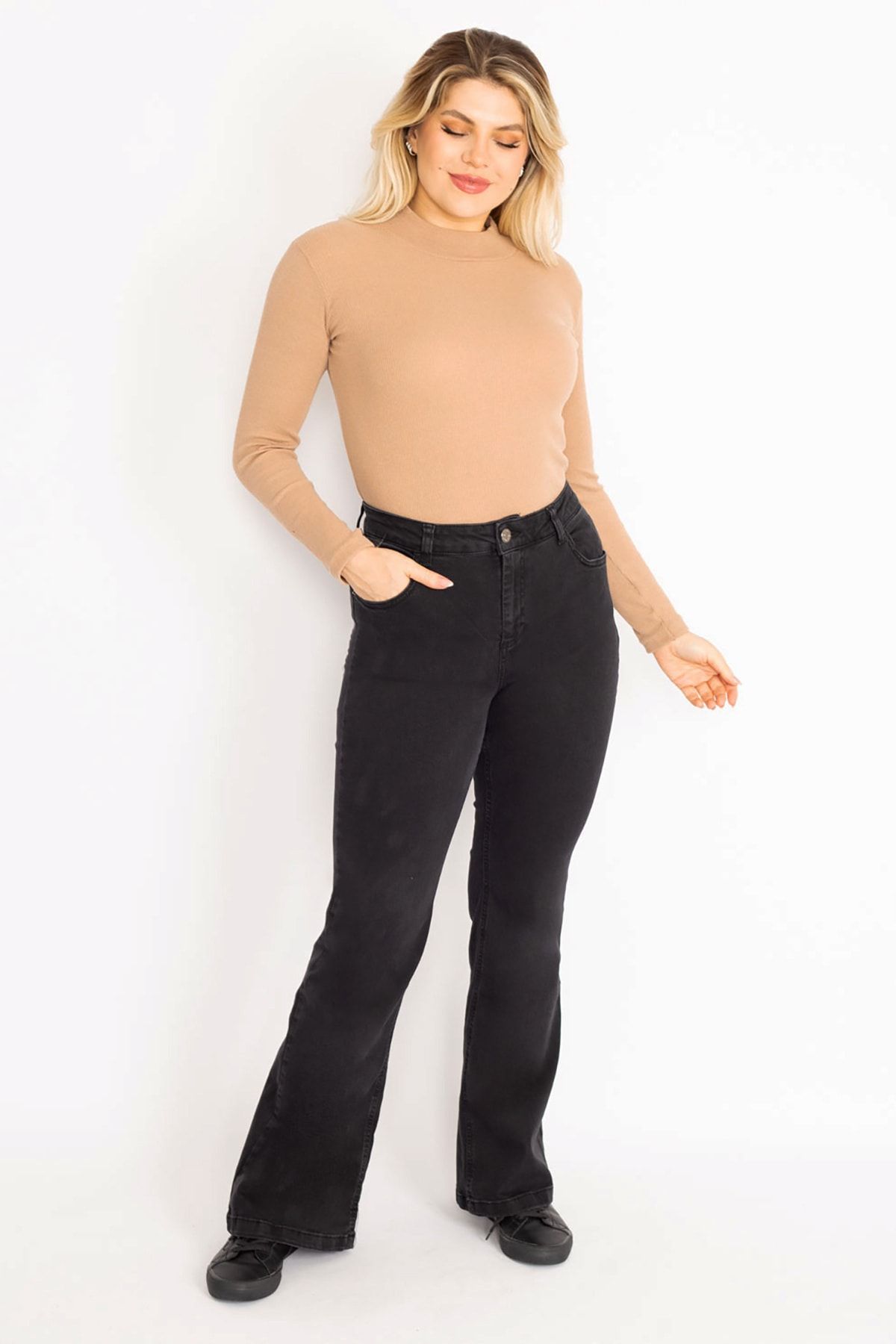 Şans Große Größen in Jeans Schwarz Bootcut