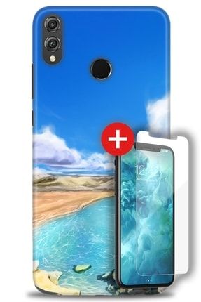 Huawei Honor 8x Kılıf Hd Baskılı Kılıf - Lake Shore + Temperli Cam zmhu-honor-8x-v-80-cm