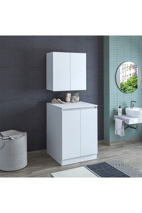 Roomart Cd1 Çok Amaçlı Banyo Üst Dolaplı Çamaşır-kurutma Makinesi Dolabı Takımı - Mat Beyaz banos1554