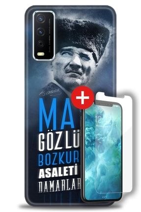 Vivo Y20 Kılıf Hd Baskılı Kılıf - Bozkurt Atatürk + Temperli Cam zmvi-y20-v-21-cm