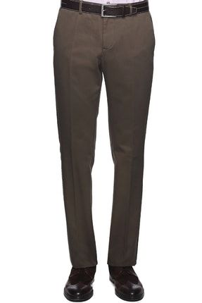 Erkek Haki Ütü Gerektirmeyen Non-Iron Slim Fit Pantolon 450118100001