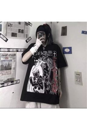 Anime Harajuku Gothic Girl Siyah Unisex T-shirt ET1520