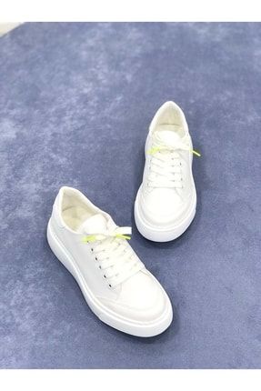 Beyaz - Kadın Kalın Taban Sneaker Spor Ayakkabı 1332 HS03572