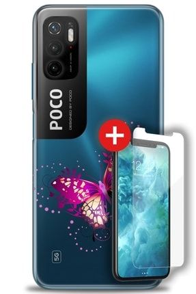 Xiaomi Poco M3 Pro Kılıf Hd Baskılı Kılıf - Kelebek Etkisi + Temperli Cam zmxi-poco-m3-pro-v-240-cm