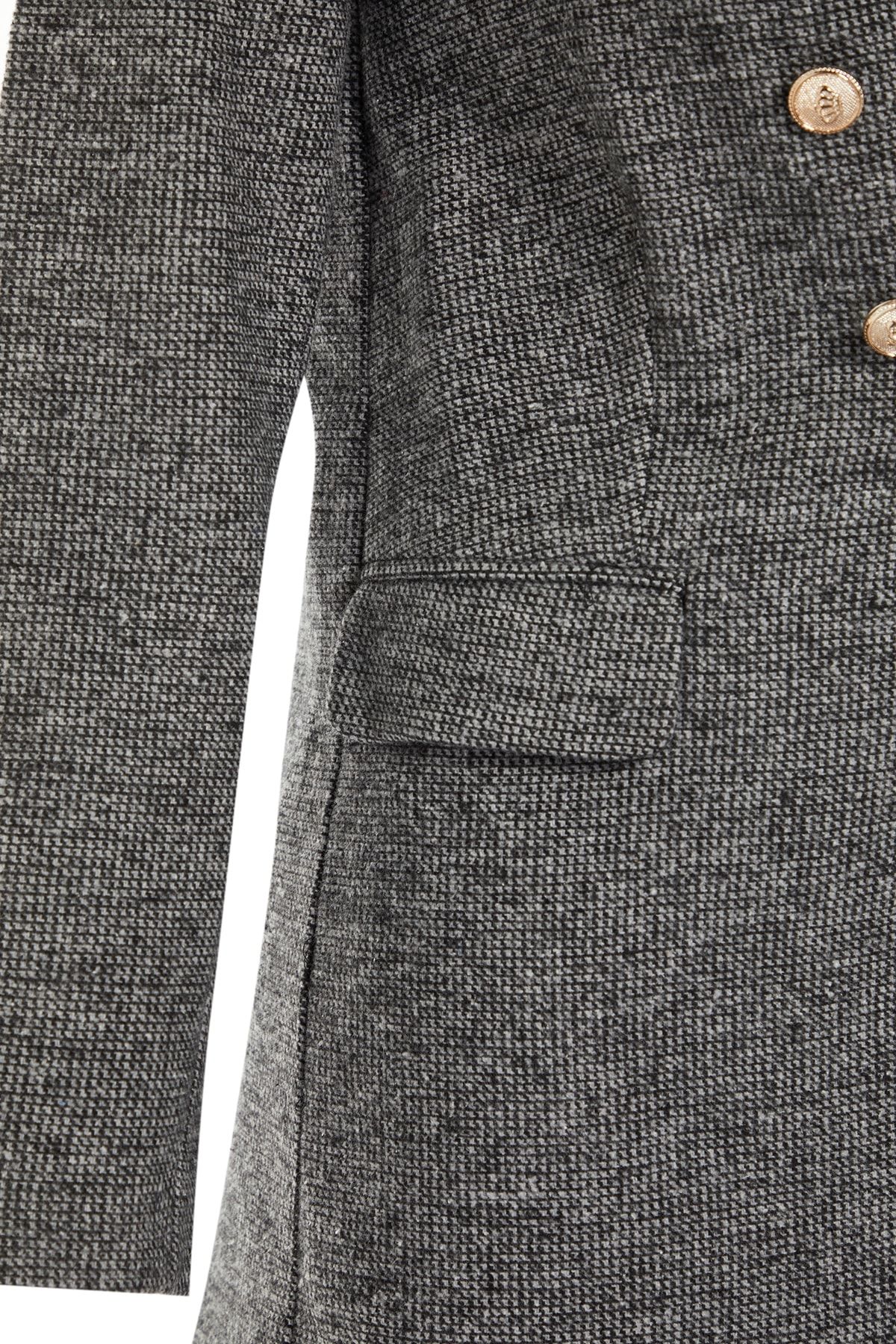 Trendyol Modest Gri Kırçıllı Düğme Detaylı Astarlı Blazer Dokuma Ceket TCTAW23CK00077 BY10566