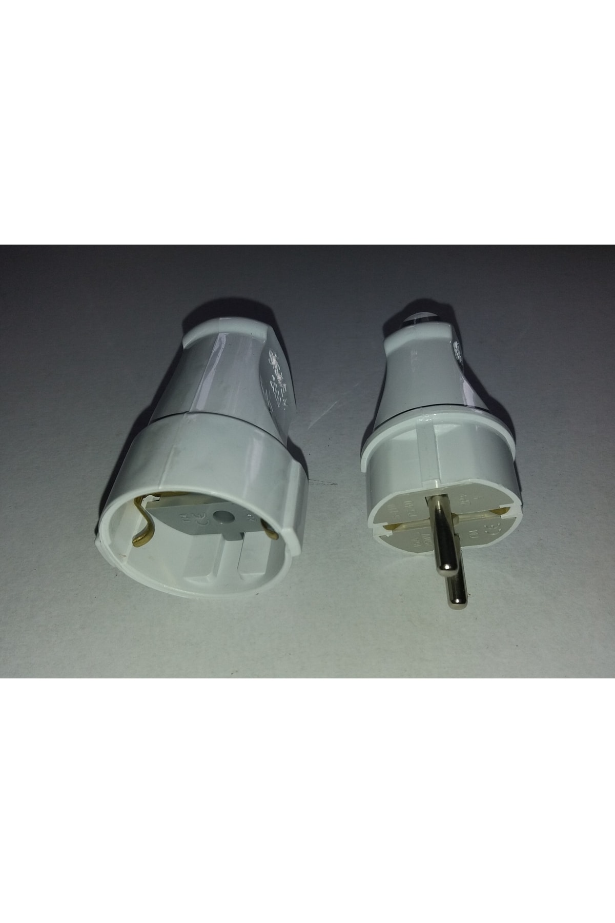 Elektrikçim Beyaz, Topraklı Dişi Fiş + Topraklı Uzun Tip Erkek Fiş