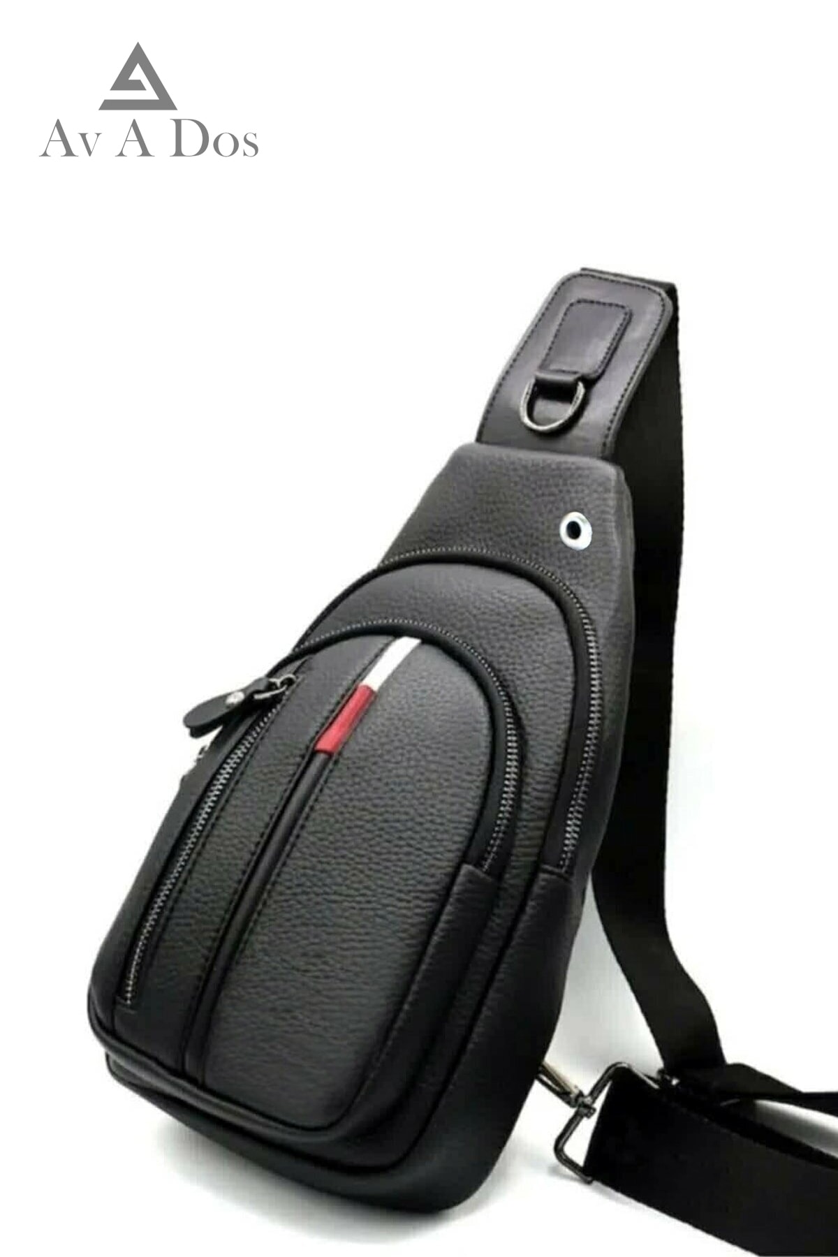 AVCA Unisex Deri Çapraz Askılı Çanta Göğüs Çanta Tek Kol Omuz Çanta Kulaklık Çıkışlı Bodybag Günlük
