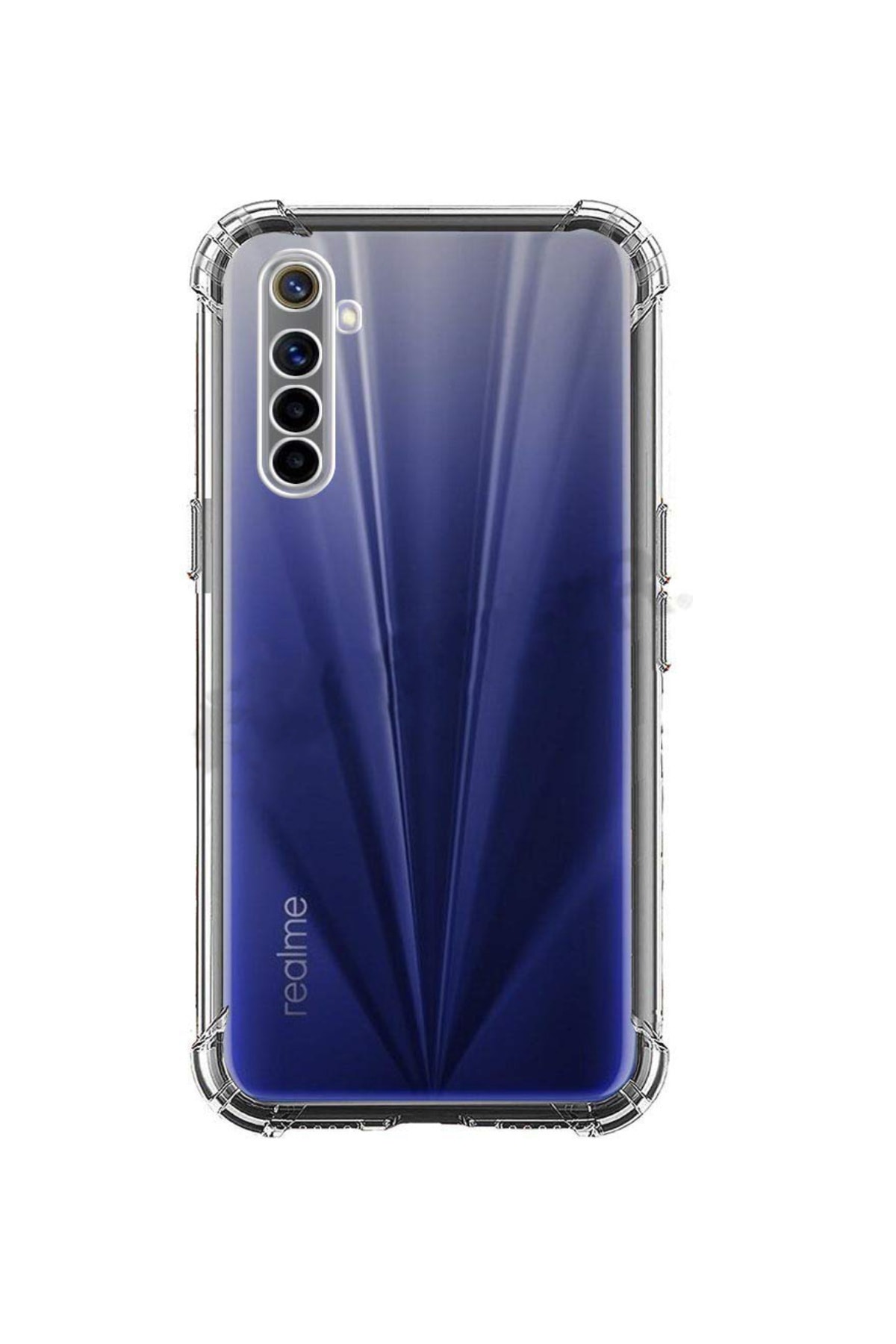 Realme 6i ile Uyumlu Kapak Kamera Korumalı Antişok Airbag Köşe Korumalı Silikon Şeffaf Kılıf