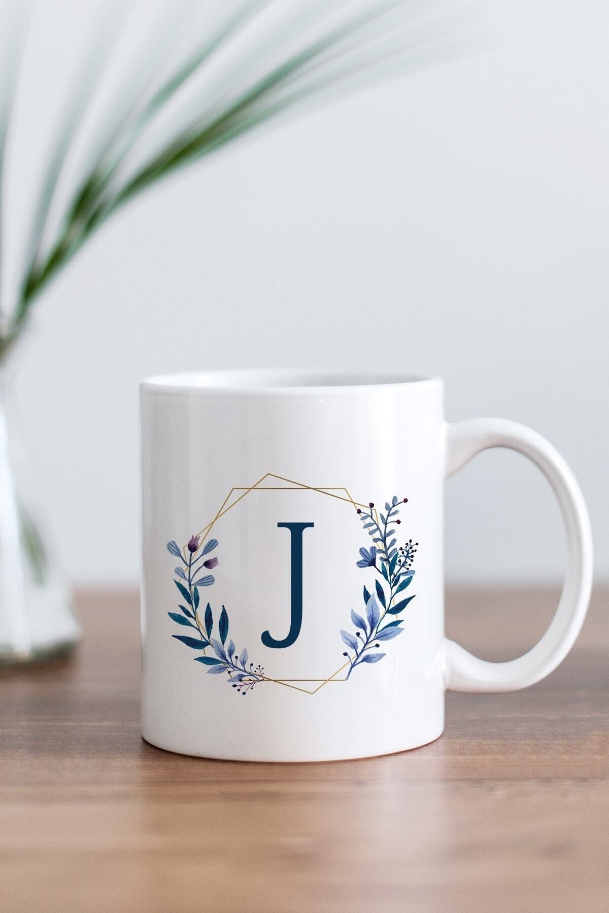 Öz Kupa White Letter J Printed Porcelain Motto Cup - Trendyol