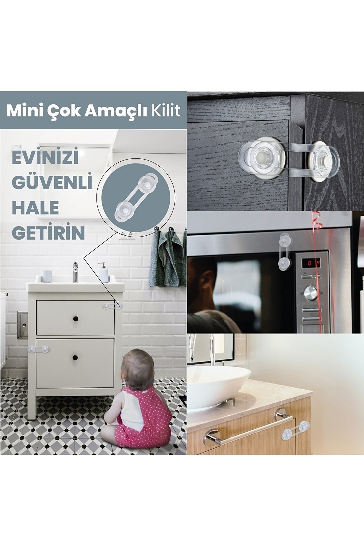 TBYSHOP Çok Amaçlı Mini Kilit Çocuk Kilit Kapı Dolap Kilidi 2 Adet fotoğrafı 5 (önizleme)