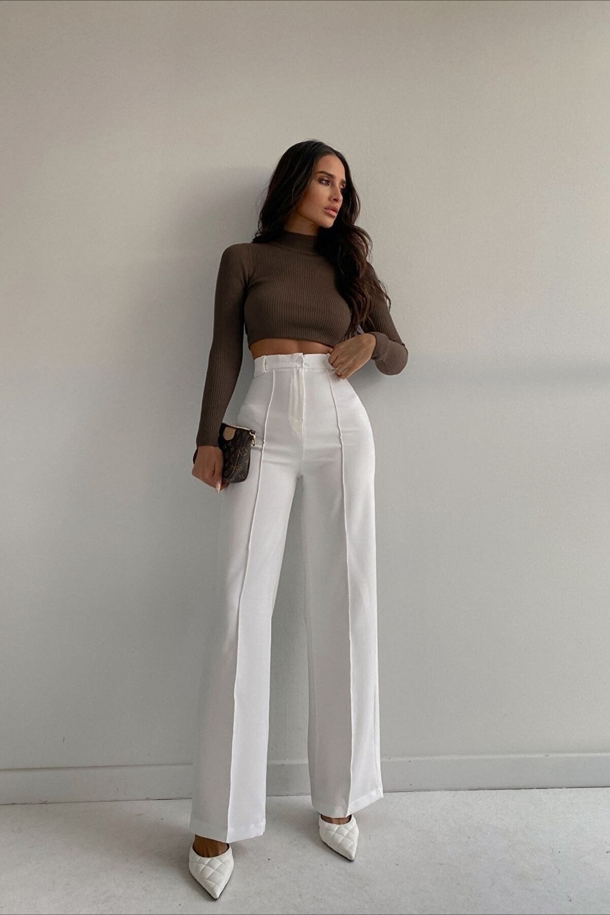 Trn JNS Summer Time Women's Black Striped High Waist Loose Leg Trousers  Palazzo