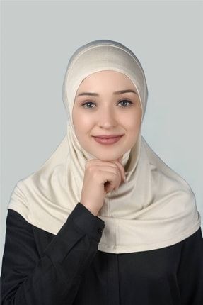 Hazır Türban Pratik Eşarp Tesettür Hijab - Namaz Örtüsü - Krem T75