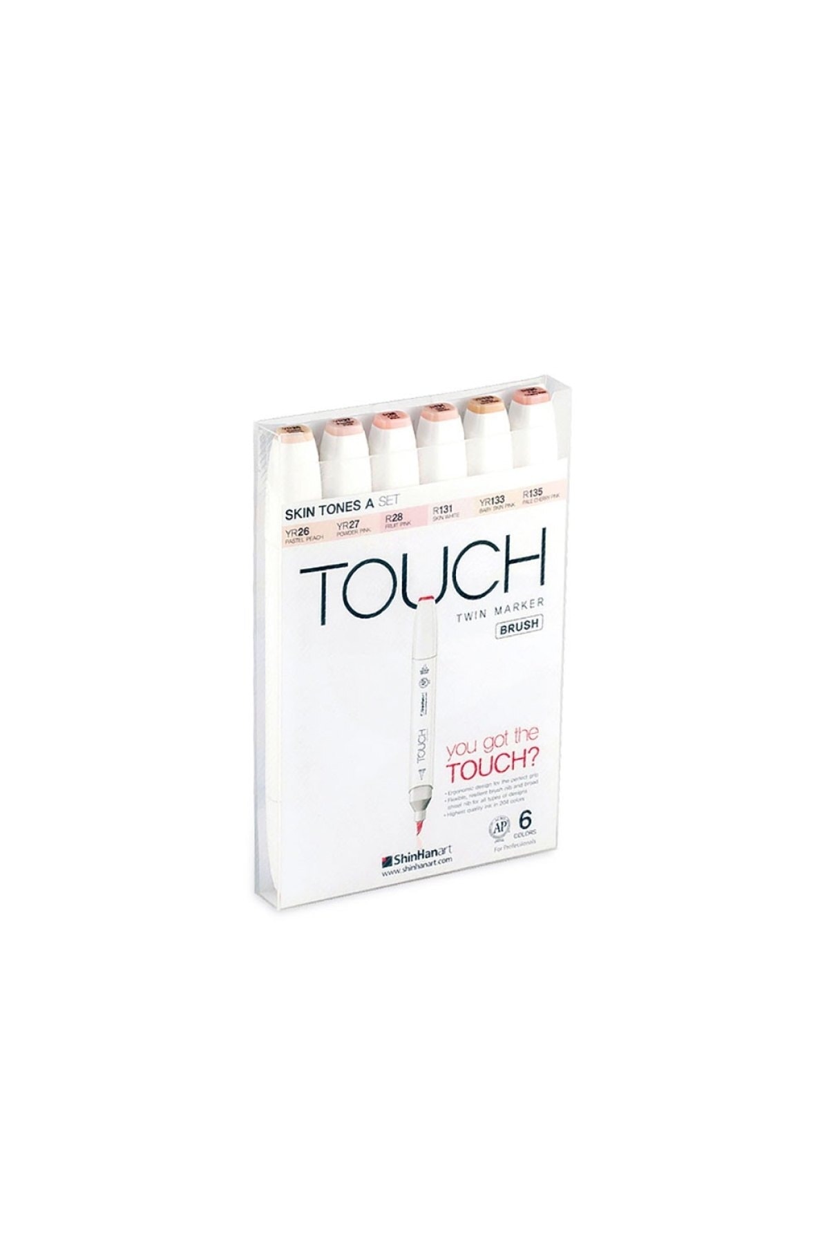 Shinhan Art Touch Twın Brush Pen Çift Taraflı Marker Seti 6'lı Ten