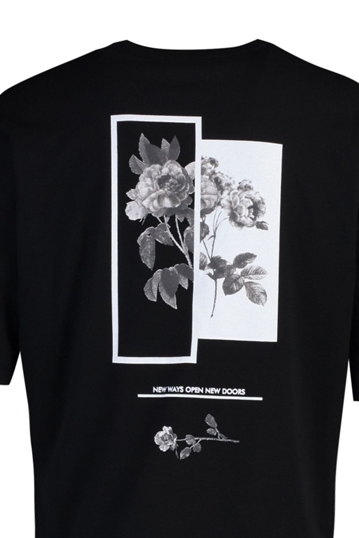 Trendyol Collection-Schwarzes Oversize-T-Shirt aus Baumwolle mit Blumendruck - TMNSS21TS1223 8
