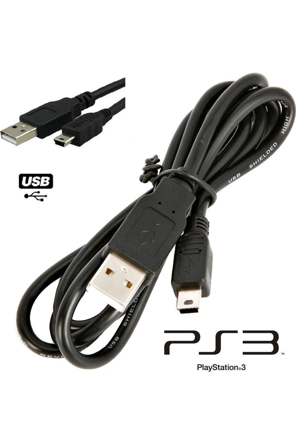 Ps3 Oyun Kolu Controller Joystick Playstation 3 Charcing Usb Şarj Kablosu 3