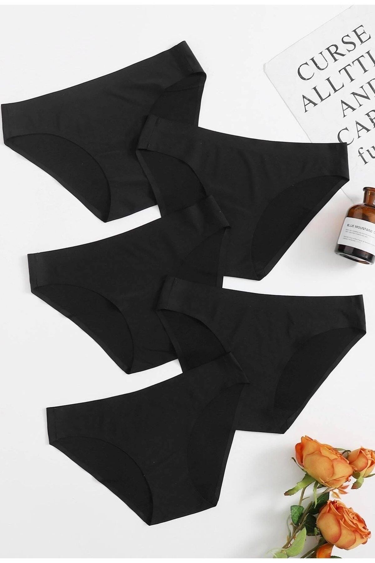 MADALİNA Women's Black Laser Cut Seamless Non-marking Panties 5