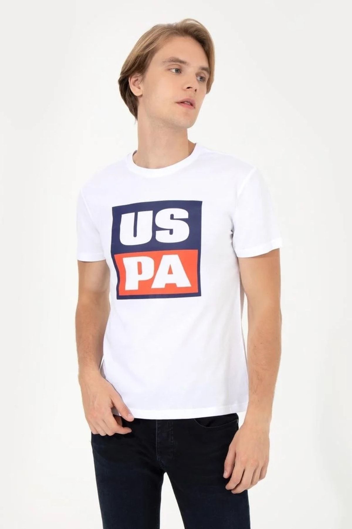 تی شرت سفید مردانه تیشرت یقه خدمه اورجینال U.S. Polo Assn.