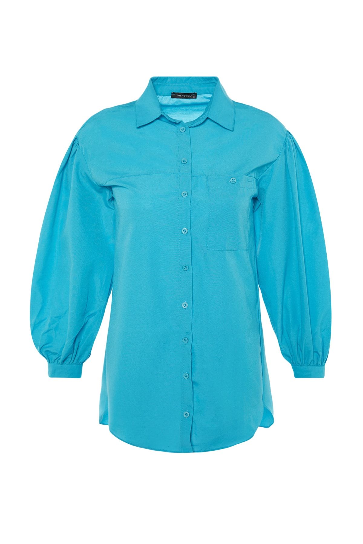Trendyol Modest Hemde Türkis Regular Fit Fast ausverkauft FR8649