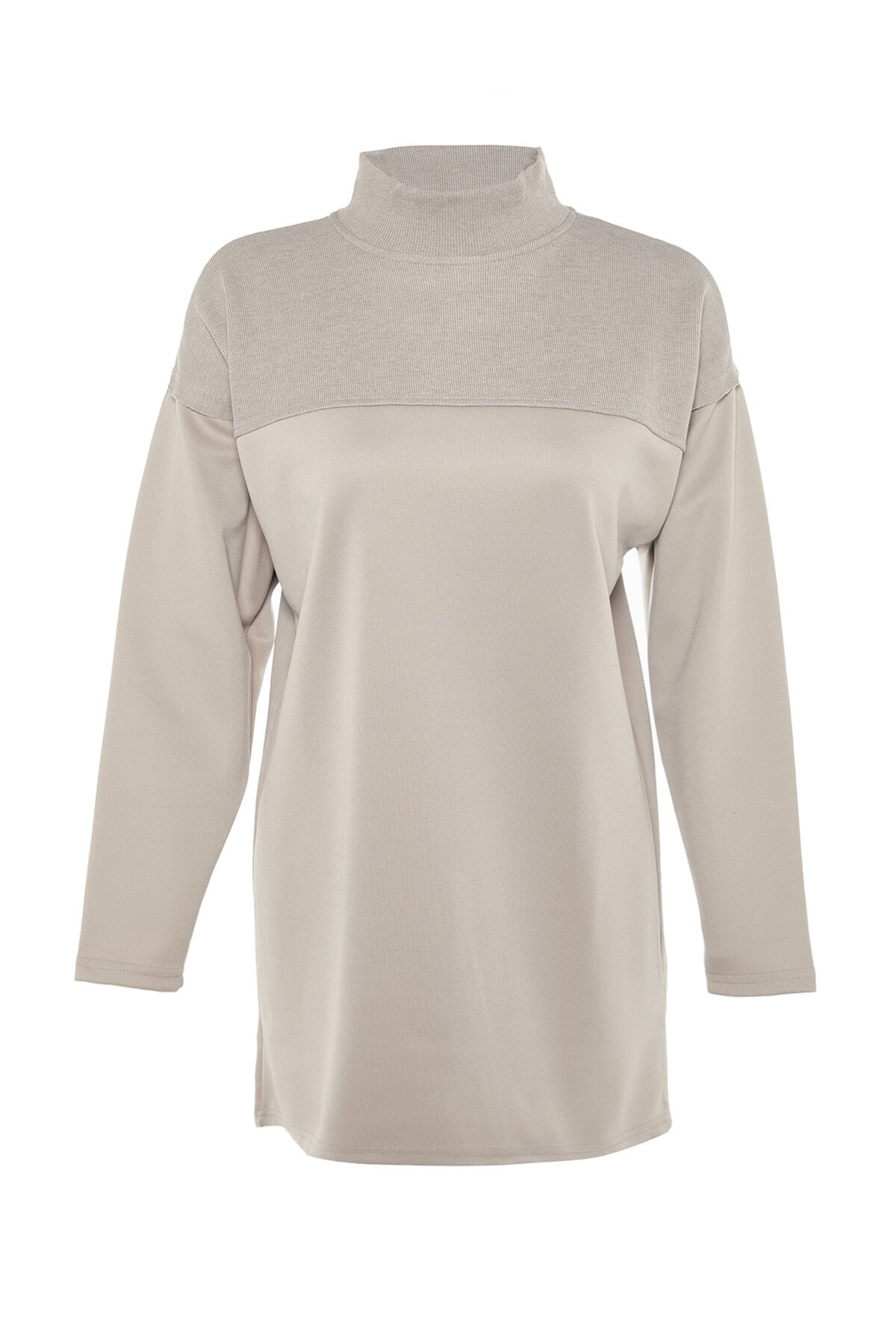 Trendyol Modest-Farebná oversize mikina Blocked Mink - TCTAW23UK00060 6