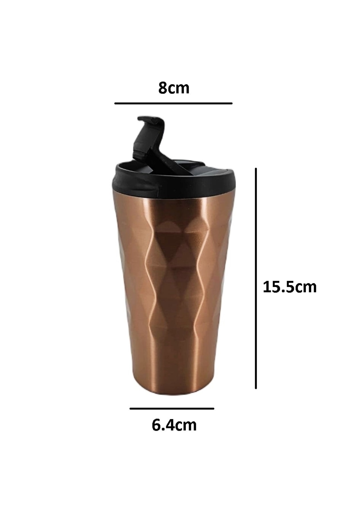 Termos Bardak Mug Kaydırmaz Tabanlı Paslanmaz Çelik 350ml Kahve Çay Termosu
